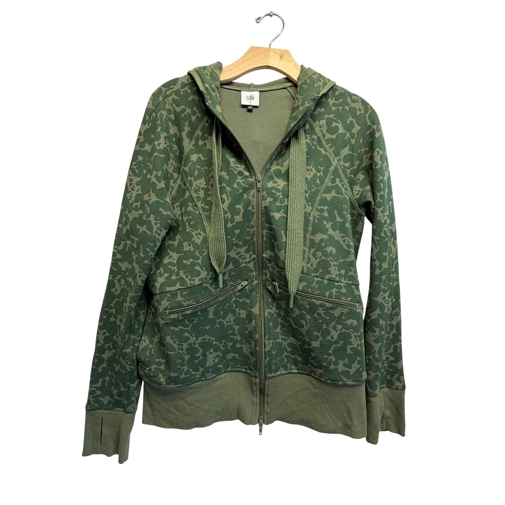 Cabi‎ Camo Print Zip Up Hoodie Jacket Women's Size M Thumbholes Green READ